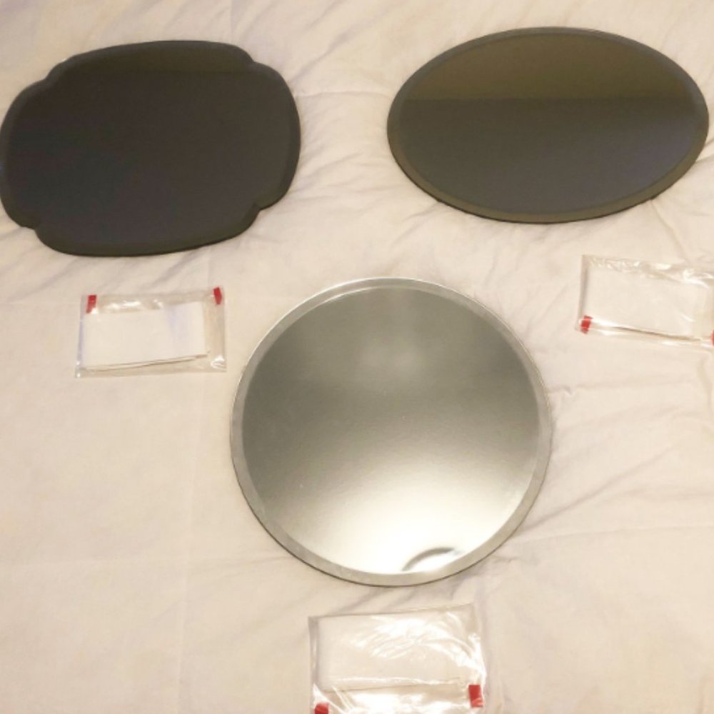 NEW Hanging Trio of Beveled Mirrors with Decorative White Ribbons